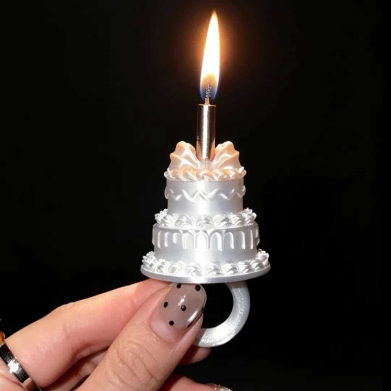 TEMU 1pc 3d Printed Cake Candle Ring Cake Decor Wearable Finger Ring Exquisite Birthday Gift Jewelry(without Candle)