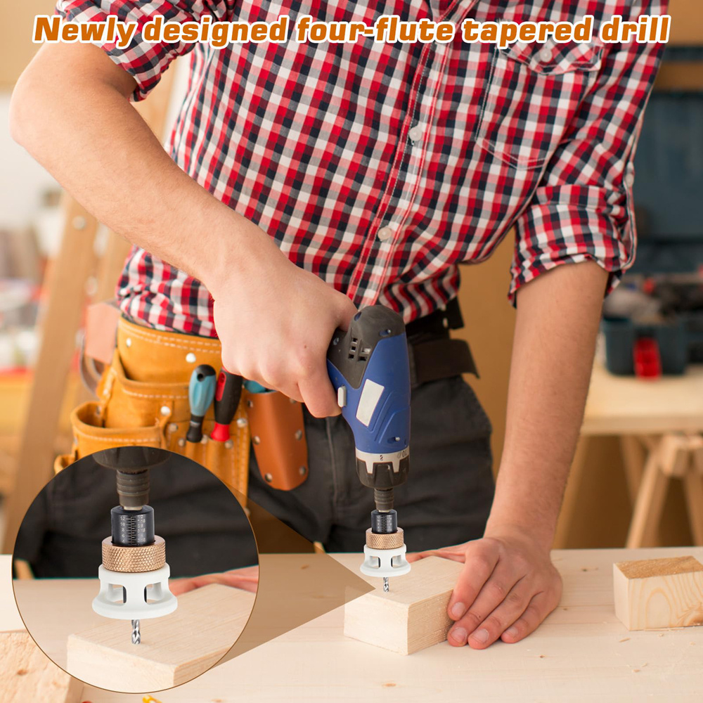 Image of 1/ 4' Hex Shank Countersunk Drill Bit With Adjustable Depth For Natural Wood Particleboard