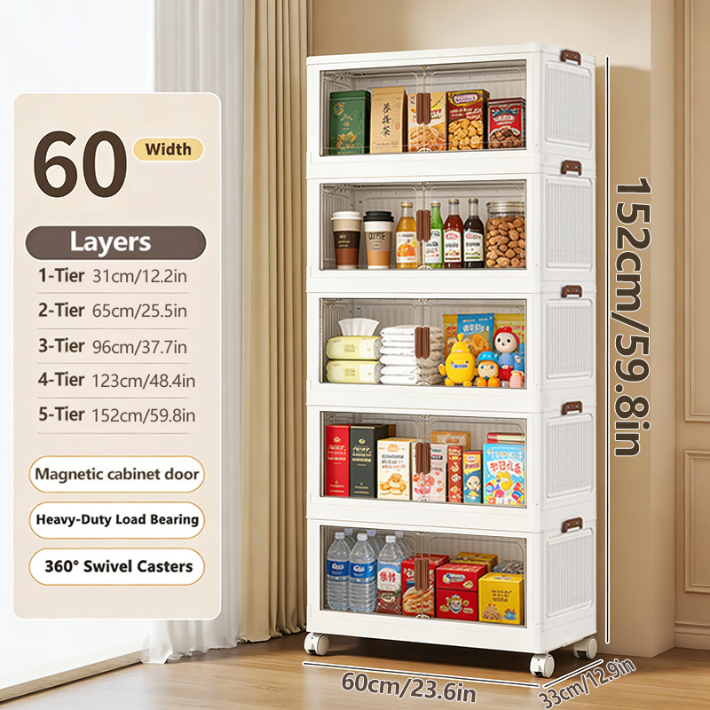 TEMU Oversized Locker With Wheeled Doors - Waterproof Collapsible Locker For Bedroom Storage Of Clutter, Documents,, Snacks And Plastic Drawers For