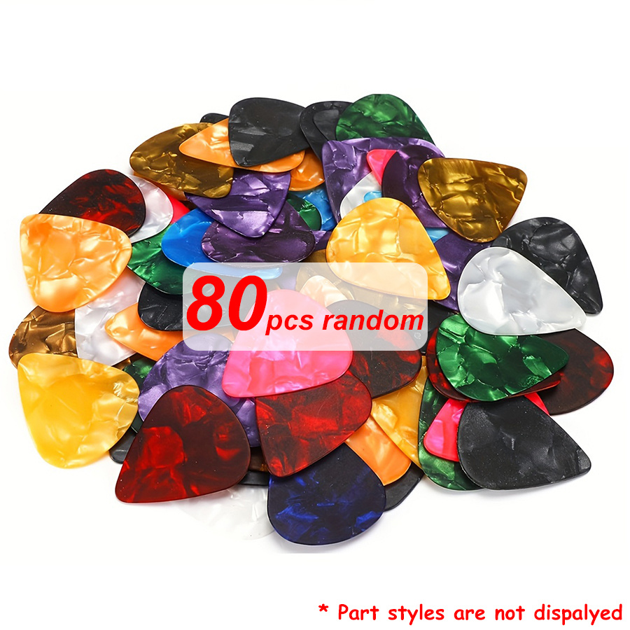 TEMU 80pcs 05mm Sll Guitar Picks Pattern Random Ship Abs Pick For Guitar Ukulele Musical Instrument Performance Accessories