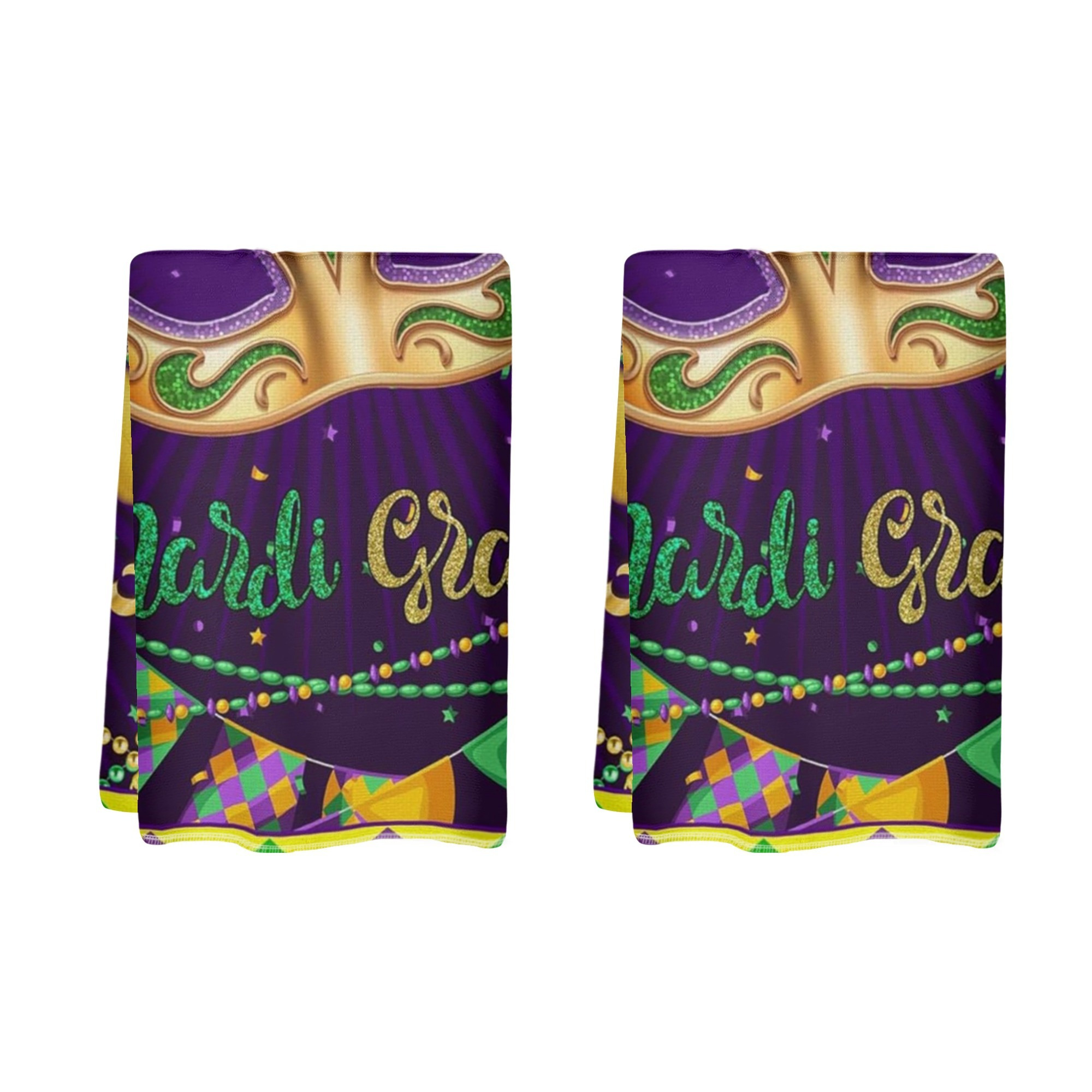 

2-pack Mardi Gras Carnival Themed Kitchen Towels, 18x26 Inches, Polyester Fiber, Design, Hand Wash Only, Woven Oblong Cartoon Patterned Towels For Home & Party Decor