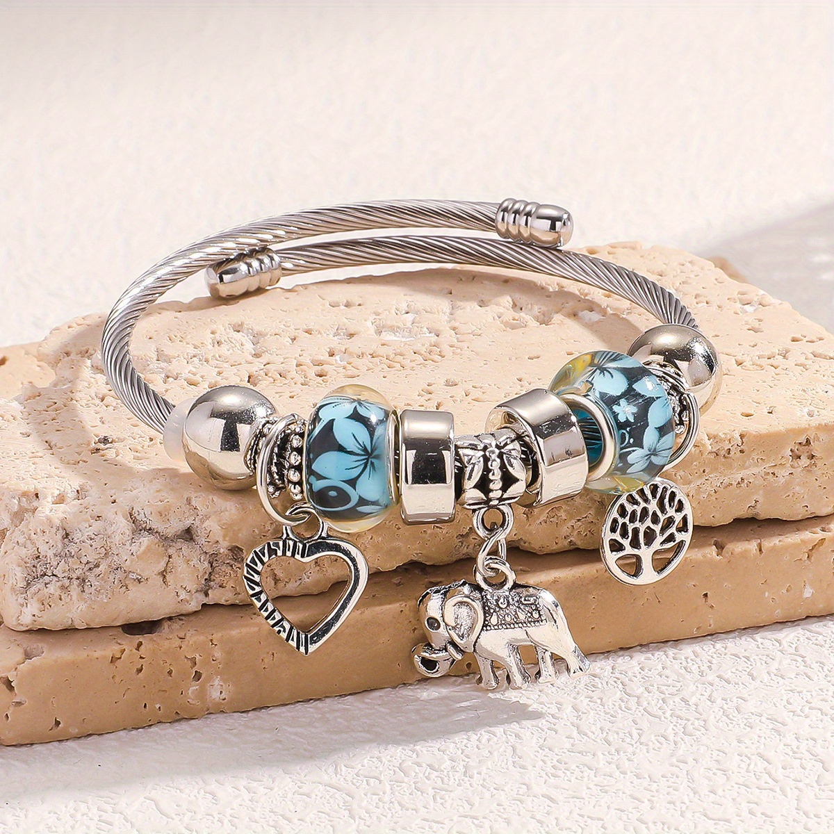 TEMU S925 Silver Y2k Bracelet Bohemian Style Luxury Suitable For Party Elephants And Elements Holiday Gifts