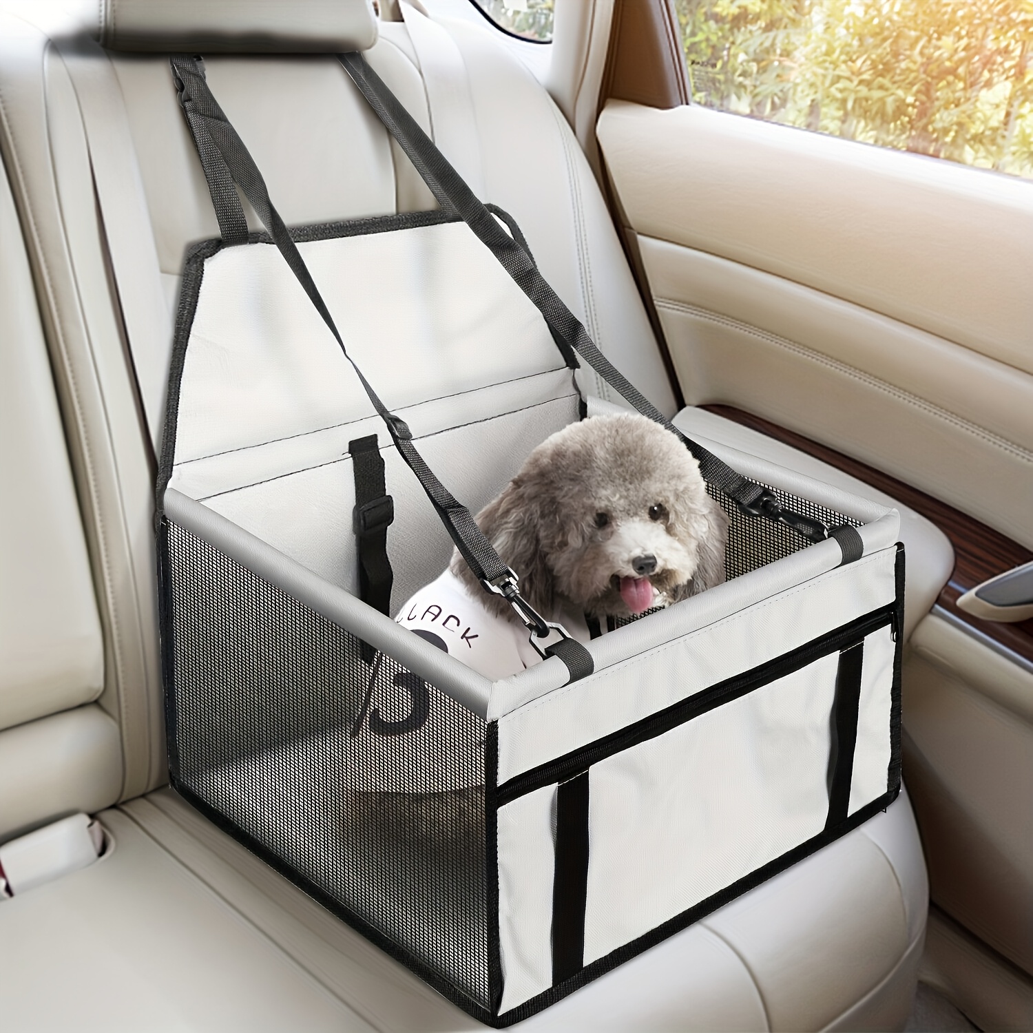 Pet Car Seat, Dog Safety Seat, Car Pet Bed, Pet Travel Supplies, Reinforced Oxford Cloth, Heightening Design, Built-In Seat Belt, Safe And Stable, Essential for Car Travel