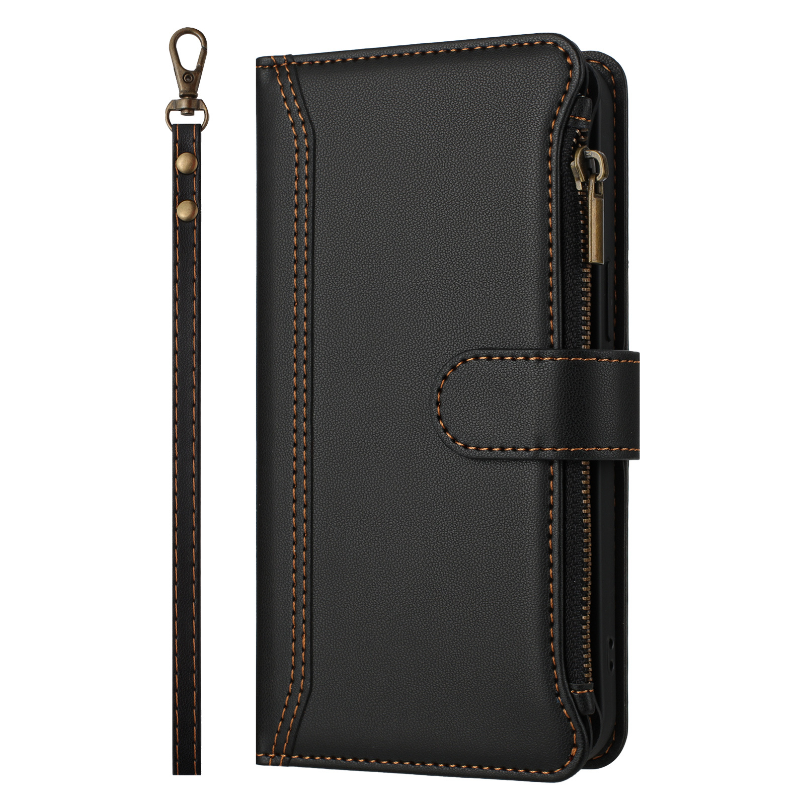 TEMU Phone Case: Pt17 Nine-card Zipper Wallet Style Synthetic Leather Phone Case With Coin Pocket, 9 Card Slots, , Multi-card Slot With Zipper Pouch