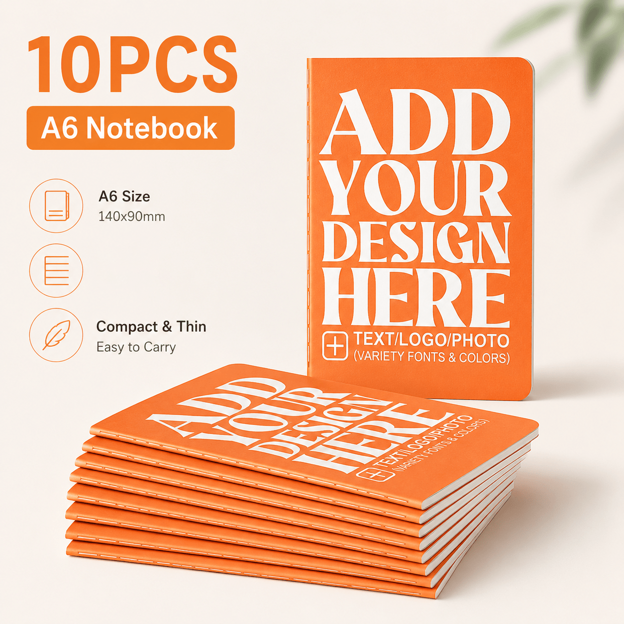 TEMU 10pcs Custom A6 Lined Notebooks, Personalized Pocket Journals, 140 X 90mm Thin Portable Memo Books For School, Office, Business Events, Party