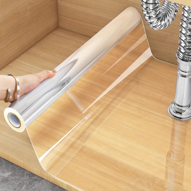 1 roll transparent kitchen wall sticker oil proof high temperature resistant waterproof   clean vinyl protective film anti oil static film barrier suitable for stove cabinet living room bedroom renovation kitchen countertop