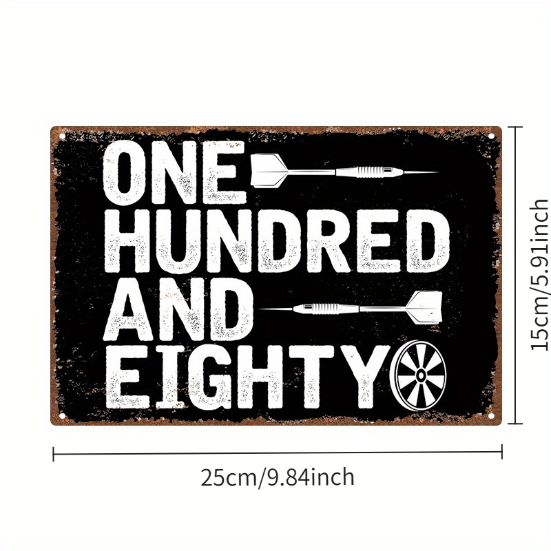 E-shop 2D Flach, 1 Stück 2D Gedruckte Vintage Darts-Thema Holz Wandkunst - "Einhundertacht" Motivationsdeko, Vintage Design, Darts Zielscheibe