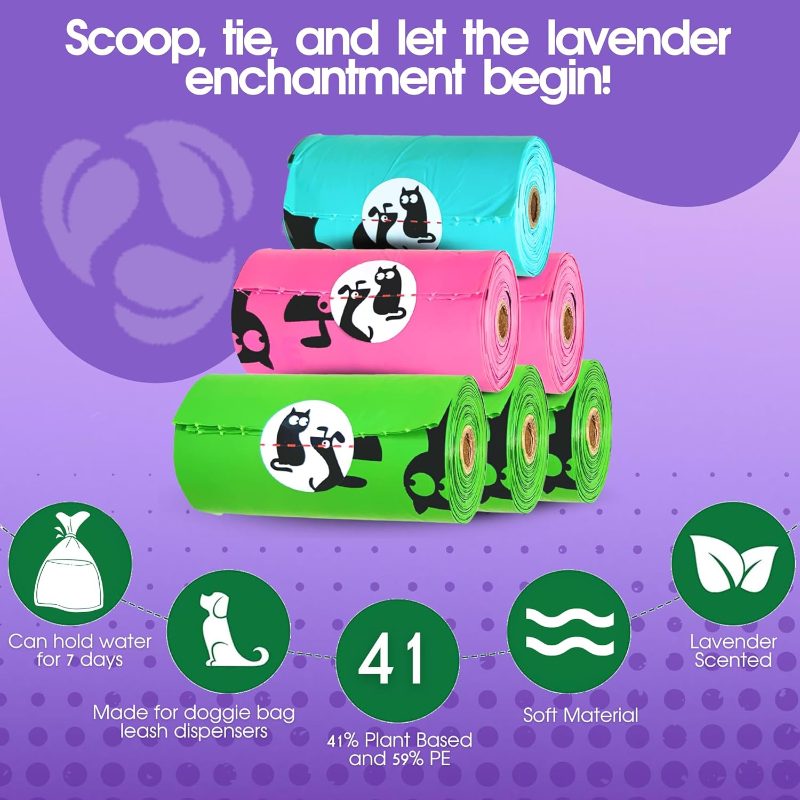 PET N PET Dog Poop Bags, USDA 41 Plant Based, Thick And Leak Proof Dog Waste Bags Rolls, Lavender Scented, 720 Count - Image 5