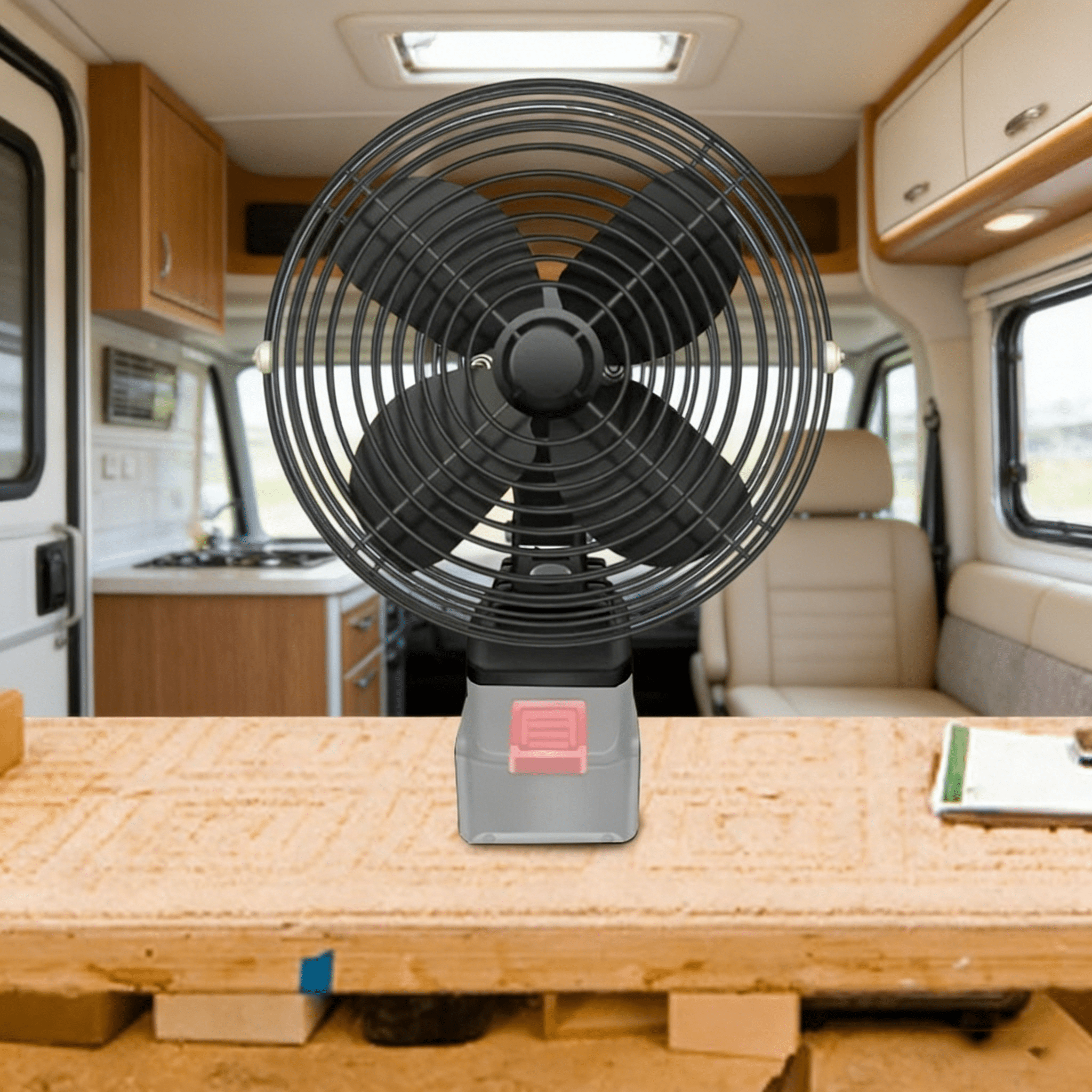 High Power Dual-Speed Camping Fan, Rechargeable Portable Fan for RV Camper Car Travel Hiking, Compatible with Makita ( Not Included)