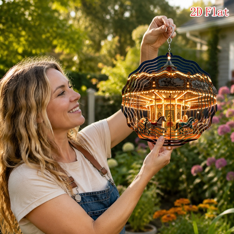 TEMU 1pc "grand Carousel Sky" 25cm X 25cm With Rotating Hook, Wind Chime, , Battery-free, Rotating Wind Chime Pendant