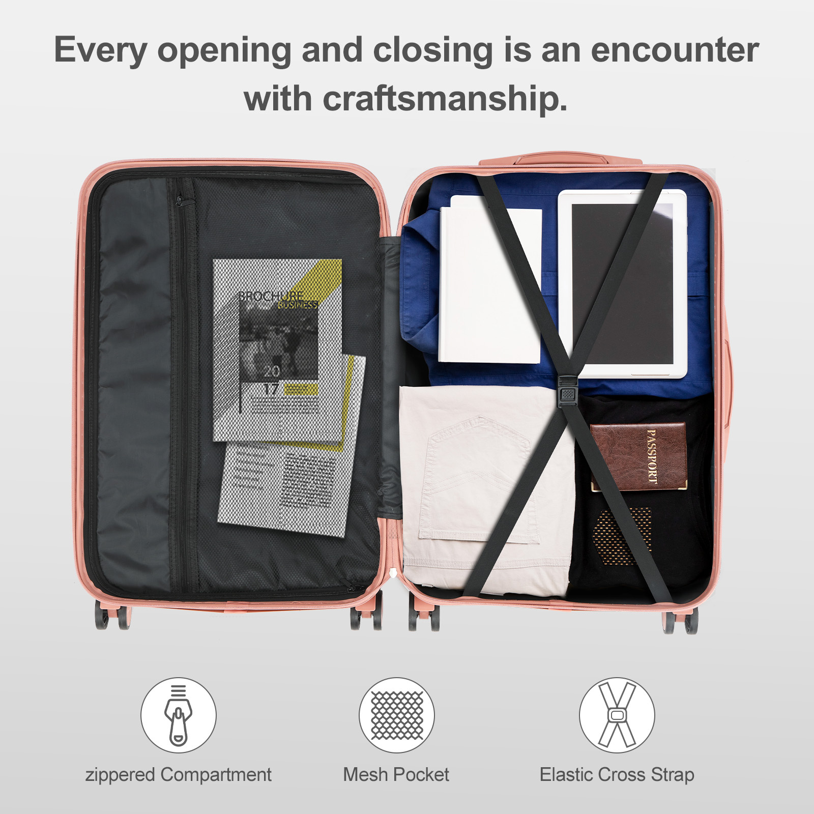 3pcs luggage with corner protectors 20 24 28 inch durable hard shell 360 spinner wheels multifunctional large capacity lightweight travel suitcase details 2