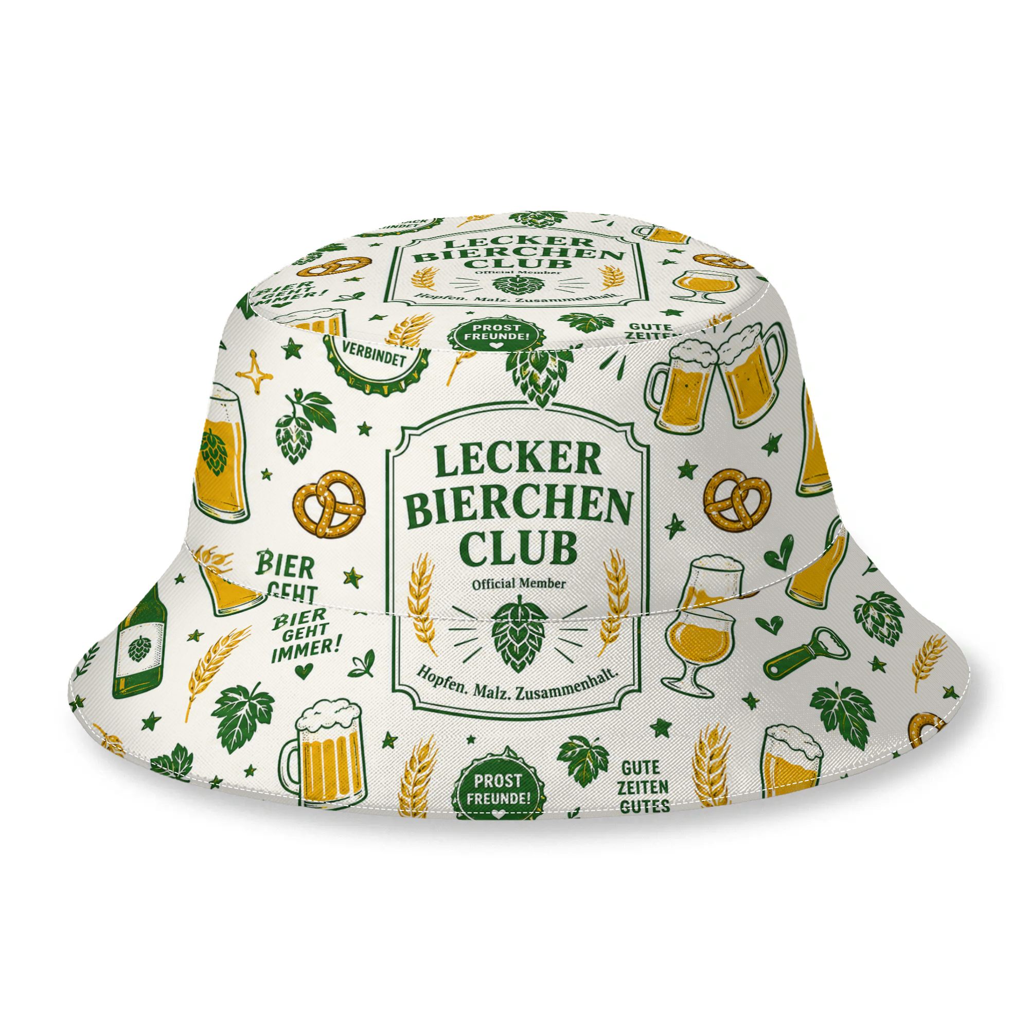 TEMU 1pc German Beer Cheers Party Bierchen Club Printed Bucket Hat, Unisex Outdoor Casual Full Print Bucket Hat, Suitable For Parties , Summer Beach