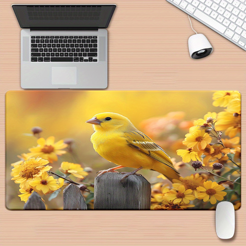 TEMU Tapis de et fleur, souris avec base en caoutchouc antidérapante, surface lisse, de - Design jaune vif et fleur , compatible avec PC/ordinateur
