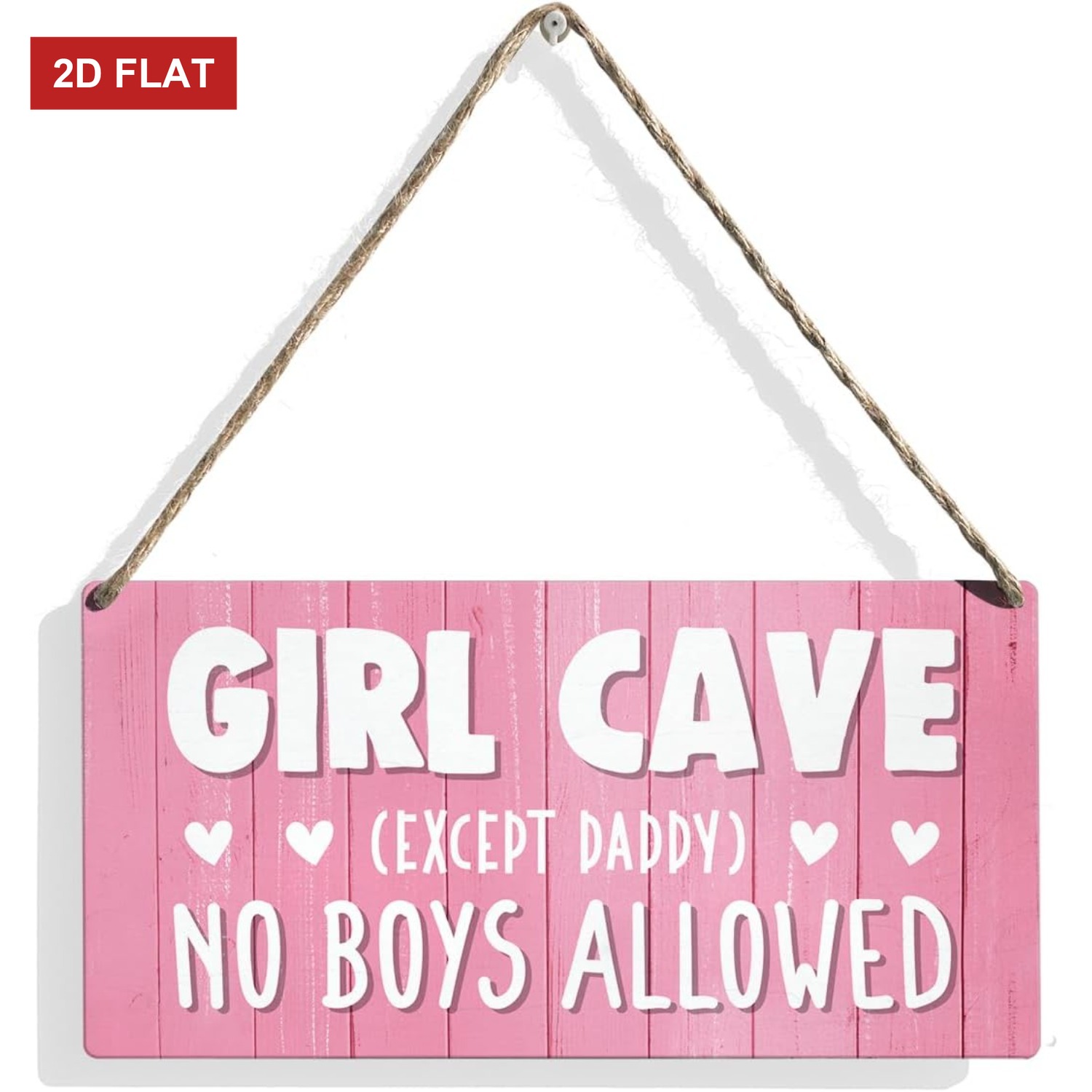 TEMU 2d Flat, 2d Flat Sign, , Boys Prohibited( Fathers)- Cave Wall Decor With , Artificial Wooden Plaque, Suitable For Girls' Bedrooms And Playrooms-