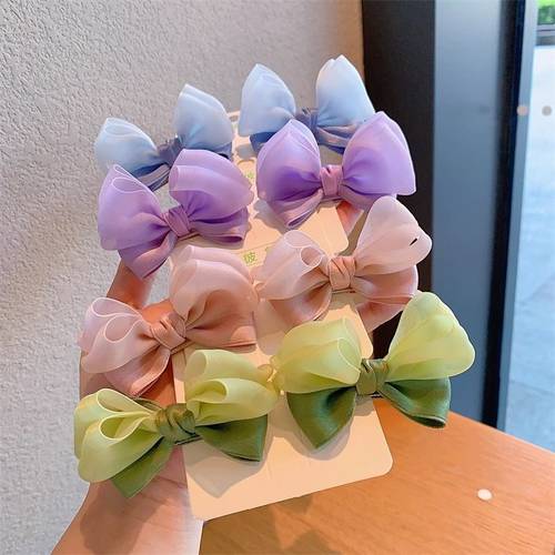 fabric w pped yarn three dimensional non damaging bbit ear bow hair clip cute multi color versatile hair accessory bow hair clip