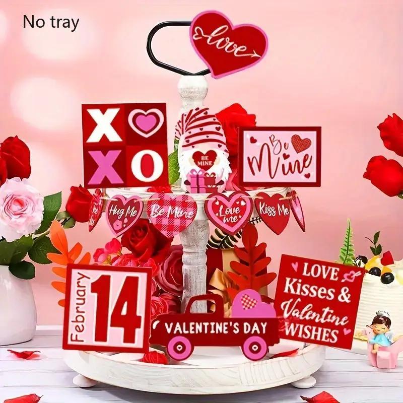 

Valentine's Day 'be ' Wooden Tiered Tray Decor Set - Retro , Engagement & Anniversary Celebrations, Farmhouse Desk Accents