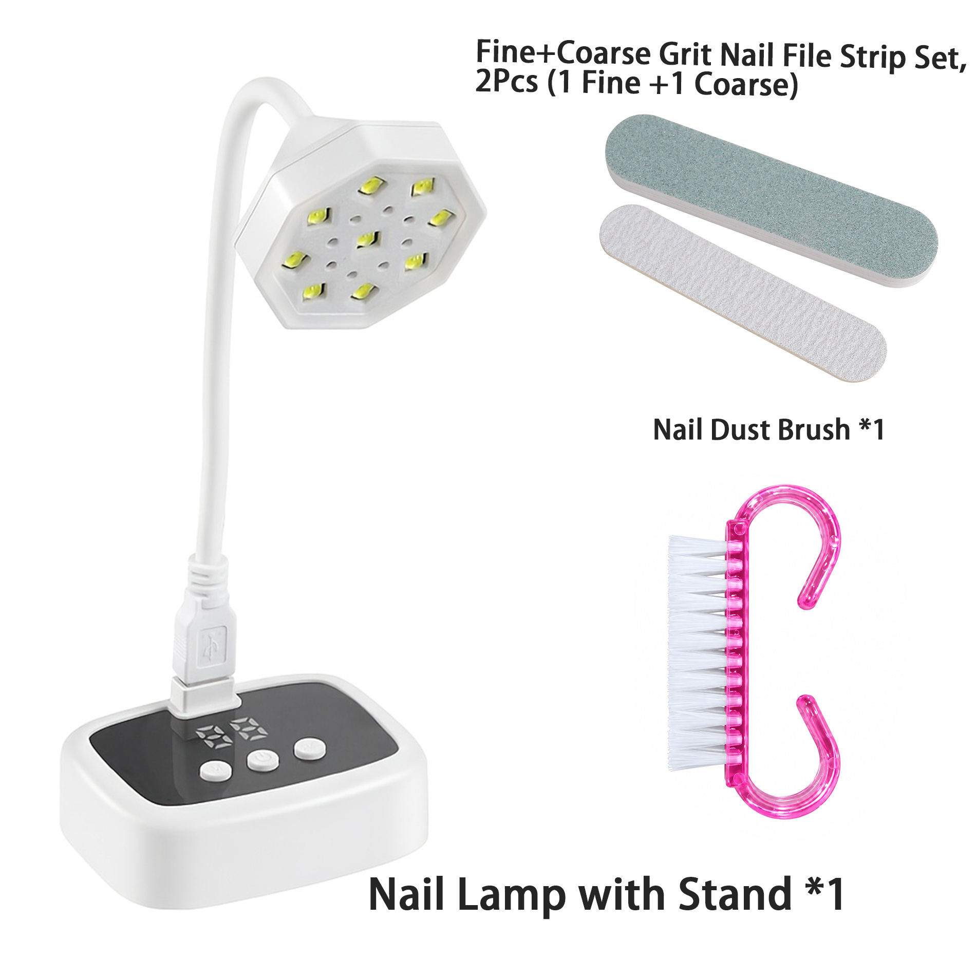 360° Rotatable Nail Lamp 4pcs Set with Nail Tools