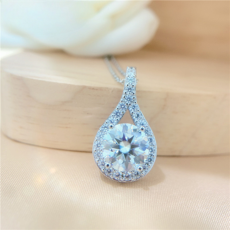 925 Silver Moissanite Drop-shaped Pendant Necklace, Gift