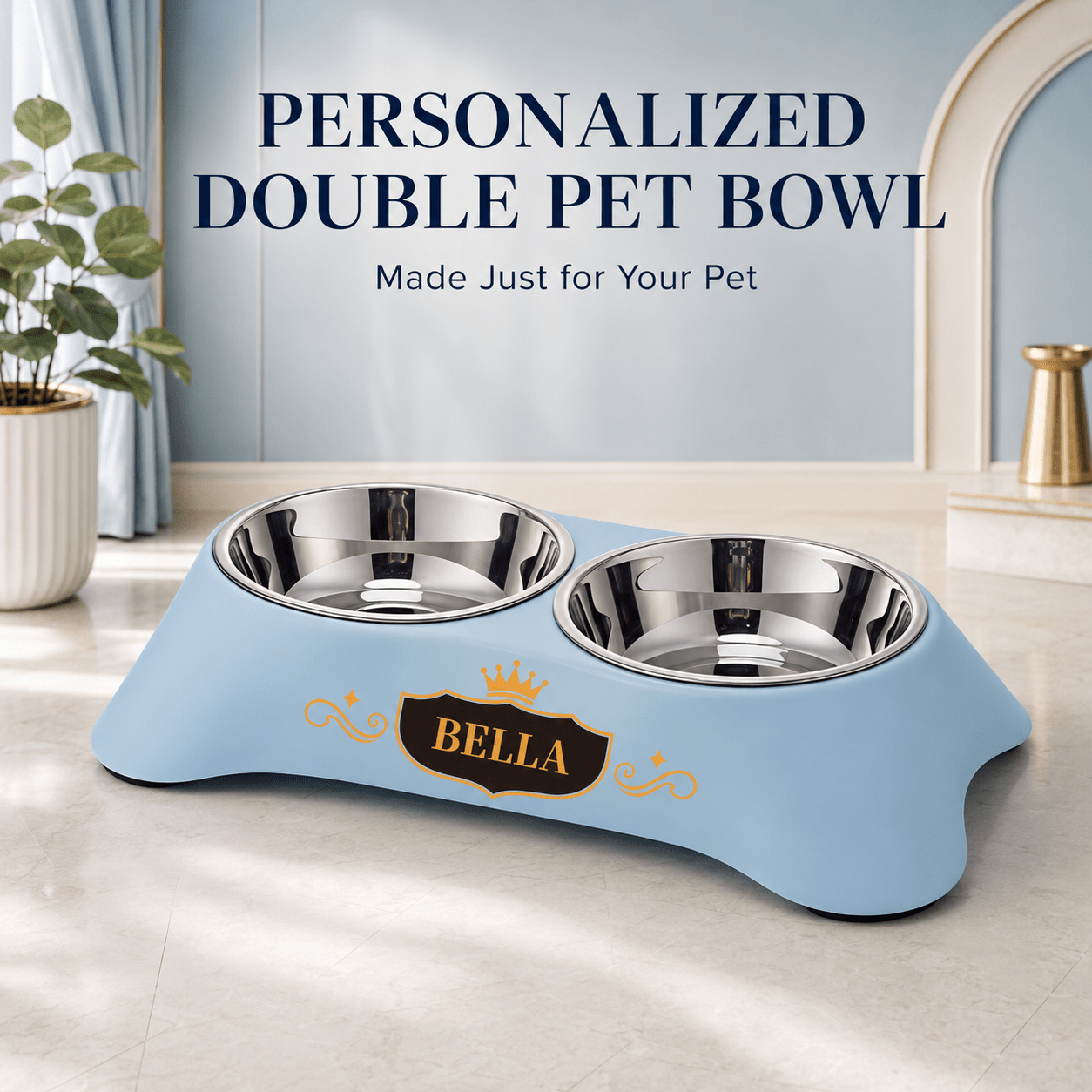 Personalized 2-In-1 Drinking and Feeding High-Leg Pet Bowl