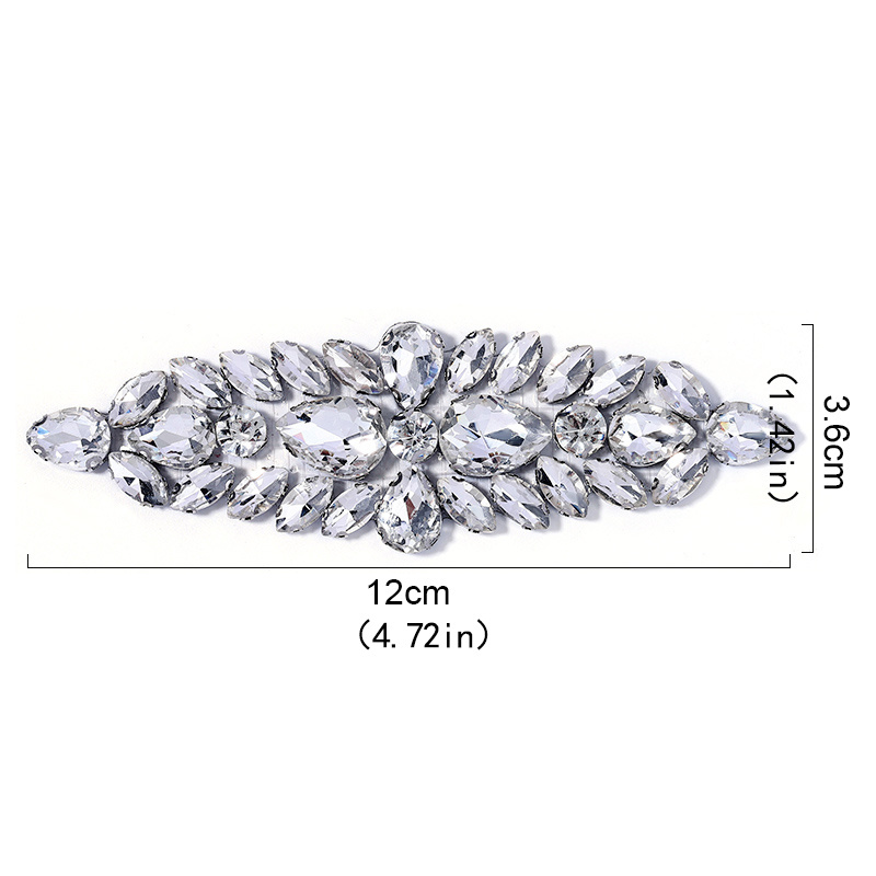 TEMU 1pc Teardrop Round Marquise Hotfix Crystal Rhinestone Applique Iron-on Crystals Chain For Diy Clothes, Shoes, Bags, Hats – Ideal For Christmas,