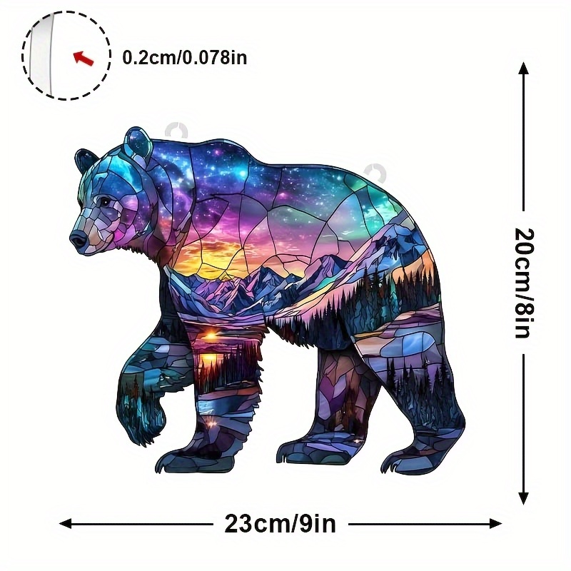 TEMU 2d Flat - 1pc 2d Flat Acrylic Art Bear-shaped Sun Catcher, Starry Animal Theme Acrylic Window Hanging Ornament, Suitable For Living Room Wall