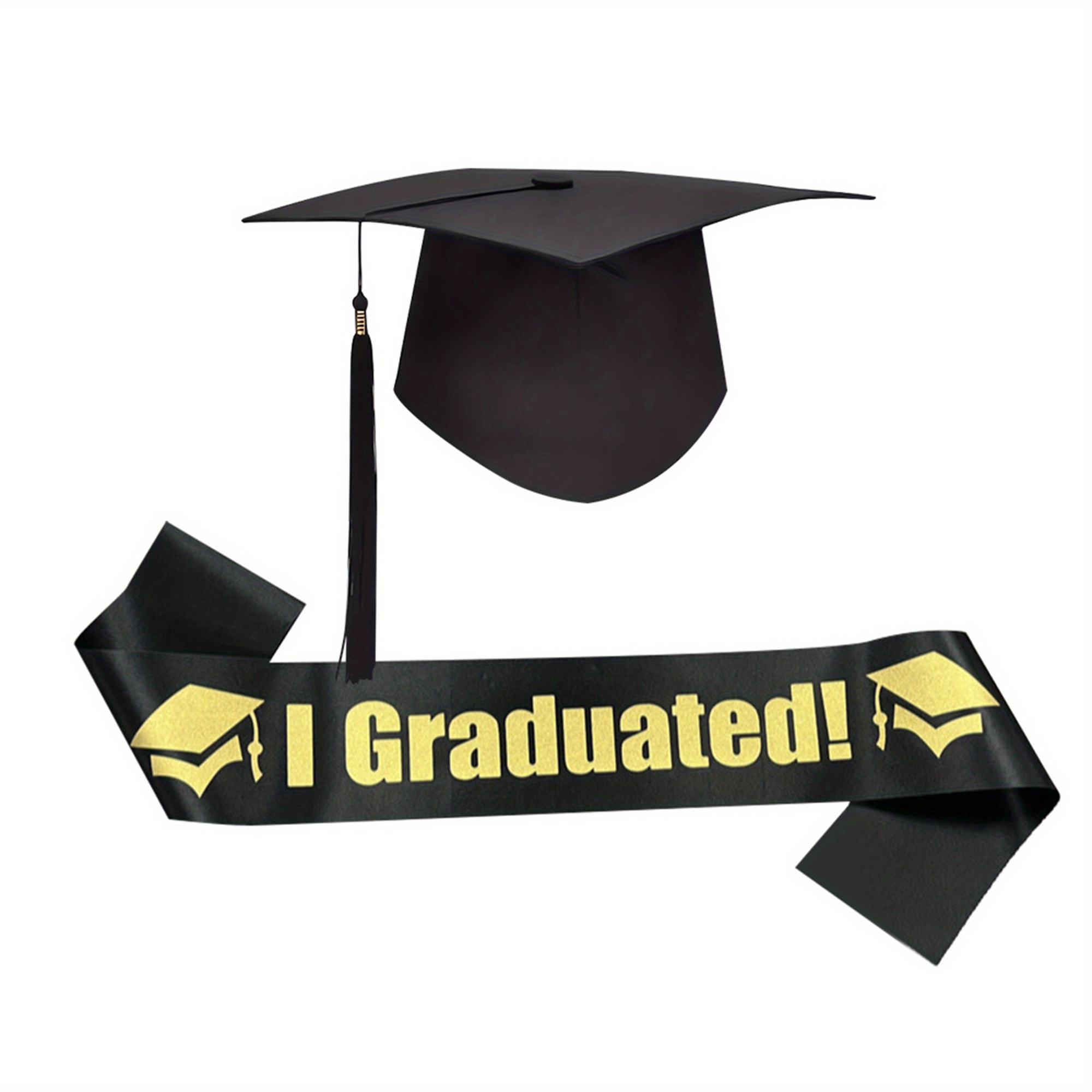 2pcs black graduation costume set bachelor hat tassel - Temu