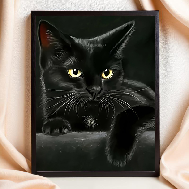 

Room Decor 1pc Black Cat Canvas Art Print, Frameless 12x16 Inch, Fun Decor For Home, Bedroom, Kitchen, Living Room, Bathroom, Hotel, Cafe, Office, Artistic Poster