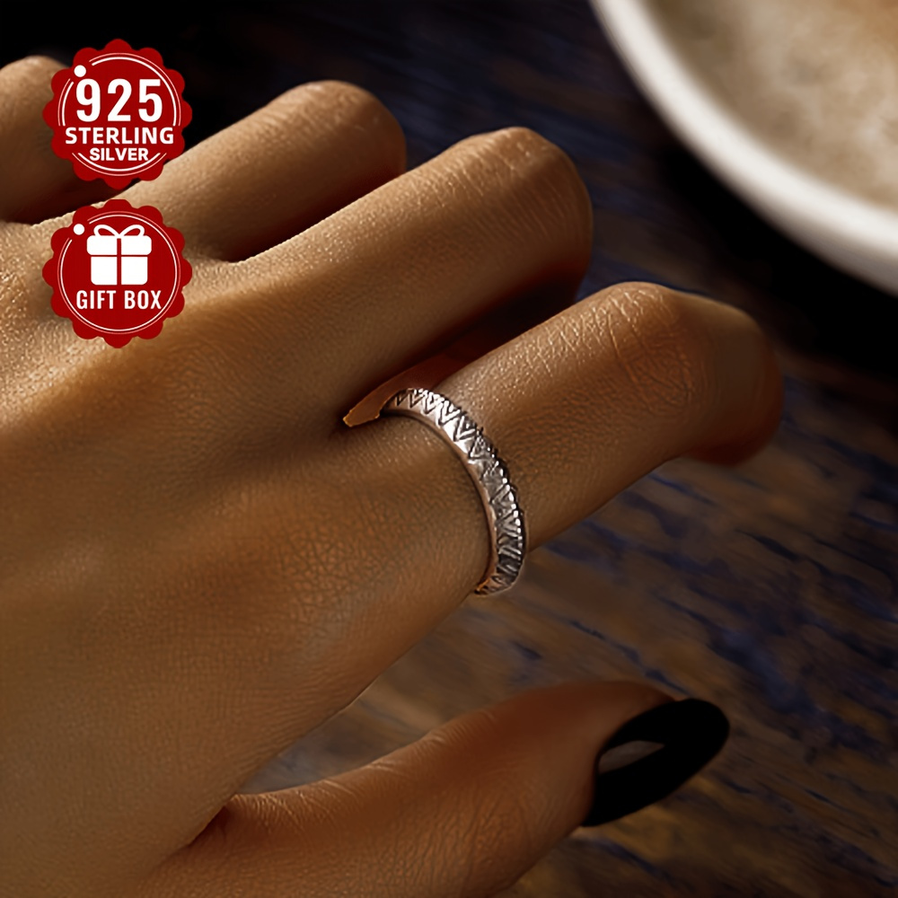 925 Sterling Silver Geometric Vintage Boho Style Ring