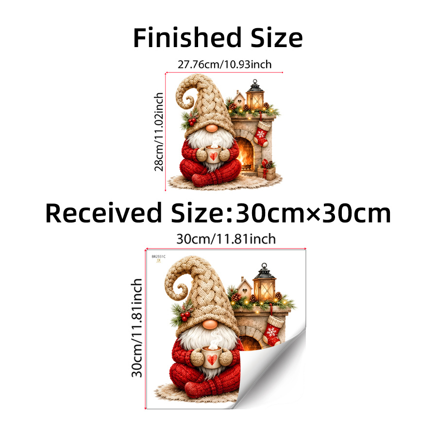 TEMU 1pc Christmas Gnome Wall Sticker Self Adhesive Fireplace Vinyl Decal Removable Xmas For Home Kitchen Cabinet Oven Door Indoor Holiday Party