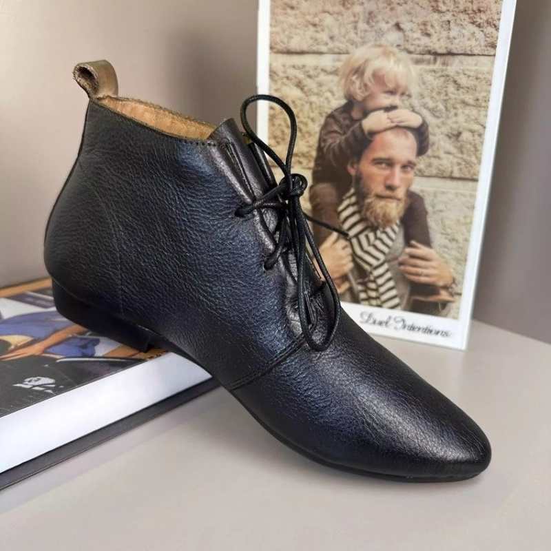 Image of Extended Sizes Women's Lace-up Pointed Toe Ankle Boots, Elegant Low-heel Design, Suitable For Daily , Casual , Office Wear And Weekend Trips, Women Shoes