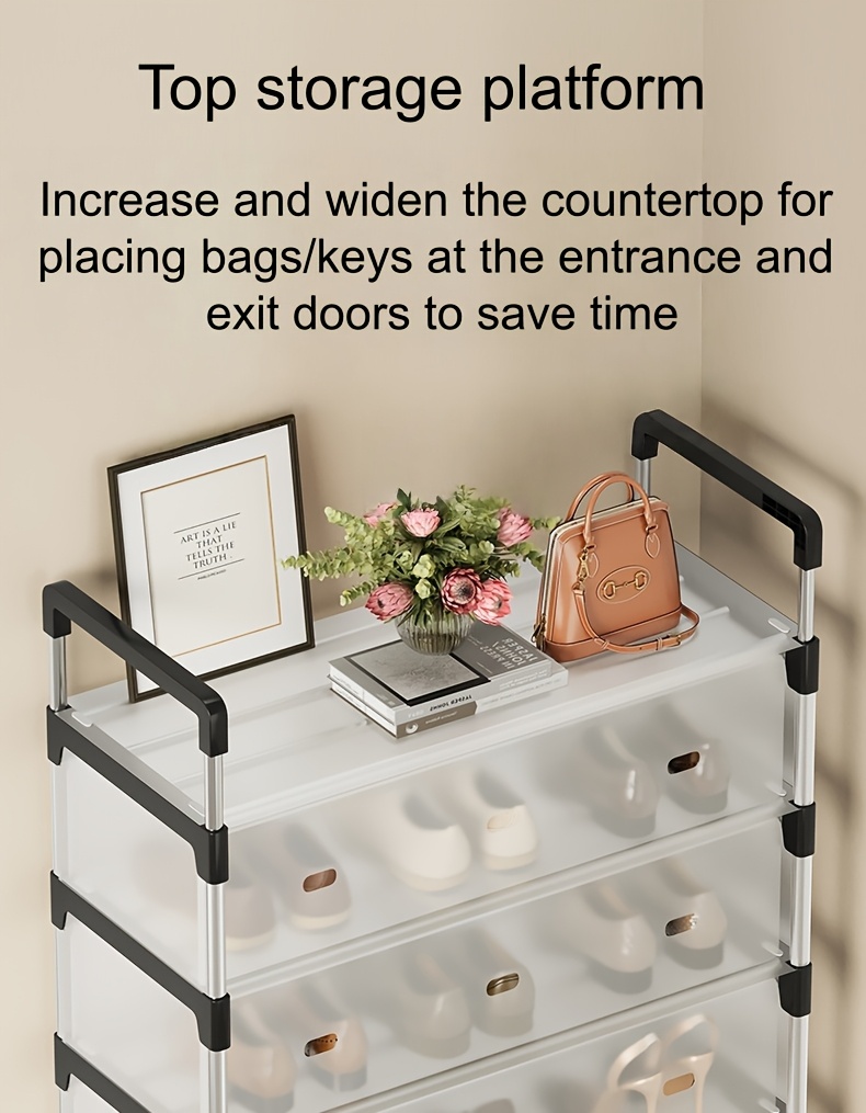 j32/ à chaussures 7 niveaux , étagère à chaussures étroite et durable sur pied, étagère à chaussures multifonctionnelle dentrée pour gagner de la place, utilisation simple pour salon, chambre, entrée, dressing, dortoir, entrée dappartement loué, , Détails du produit 4