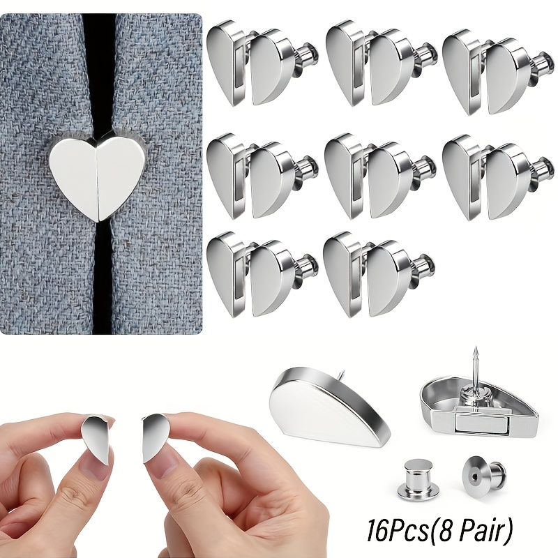 TEMU 16pcs Set(8 Pairs)/24pcs Set(12 Pairs)/ 30pcs Set(15 Pairs) Heart-shaped Magnetic Curtain Clips - Detachable Decorative Clips, Suitable For