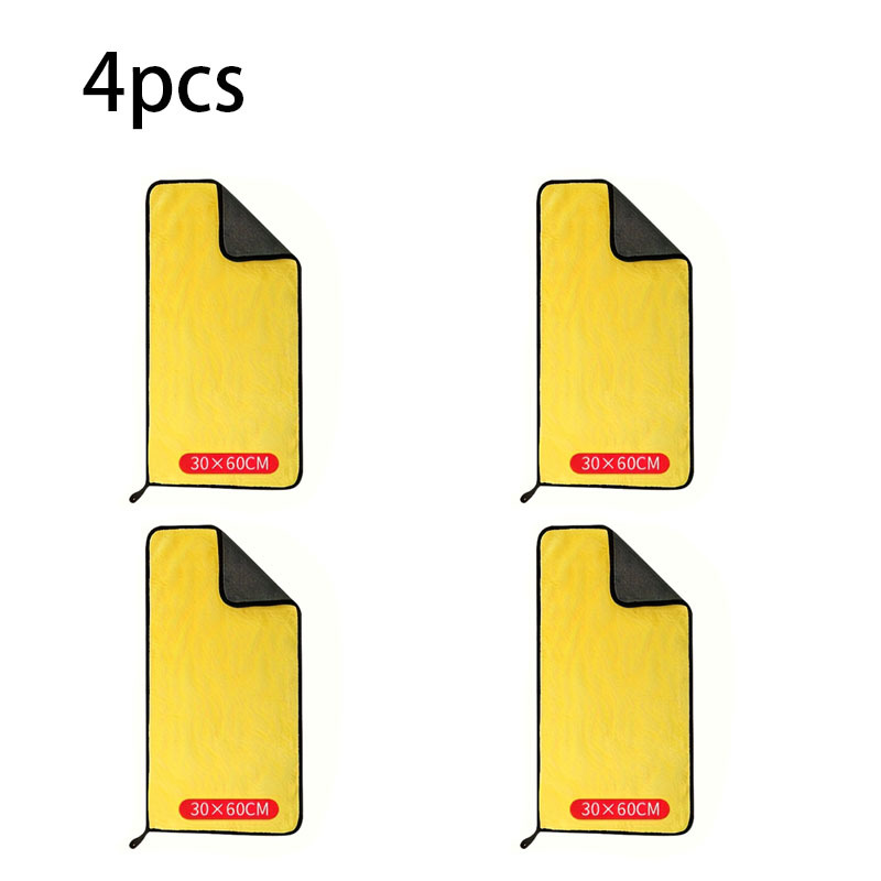 TEMU 4pcs Set Of Yellow Large Car Towels For Trucks And Cars, Super Absorbent Microfiber Towels, Car Cleaning And Drying Cloths, Large Size Drying