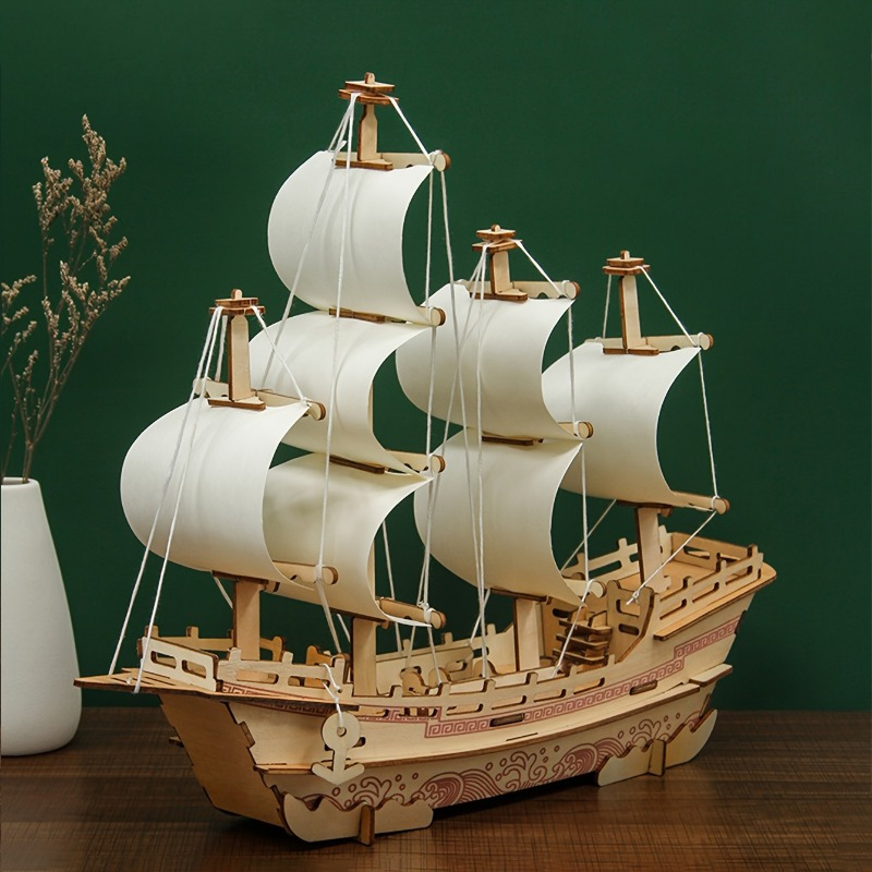 

Handcrafted 3d Wooden Ship Puzzle - Educational Kit, Ideal Gift For , Room Decor