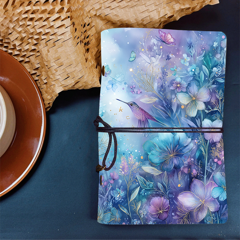 TEMU Carnet A6 en cuir - Prêt à offrir - Parfait pour le journaling et de cours avec des , des papillons, des fleurs et des feuilles