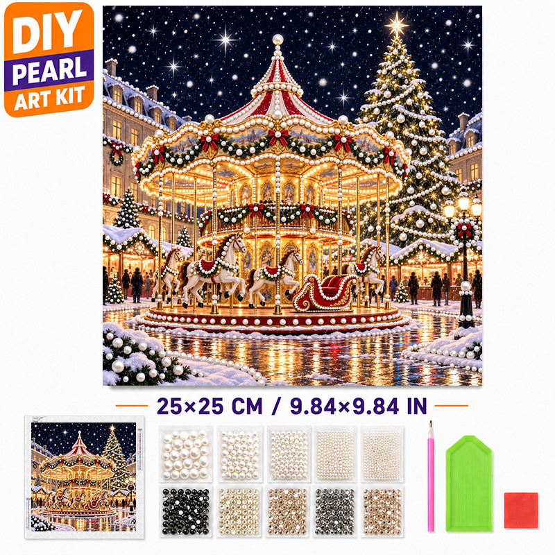 TEMU 1 Pack Pearl Art Kit, 5d Partial Drill Diamond Painting Set, 9.84 X 9.84 Inches Crystal Mosaic Craft With Tools, Home Wall Decor Gift For Adult