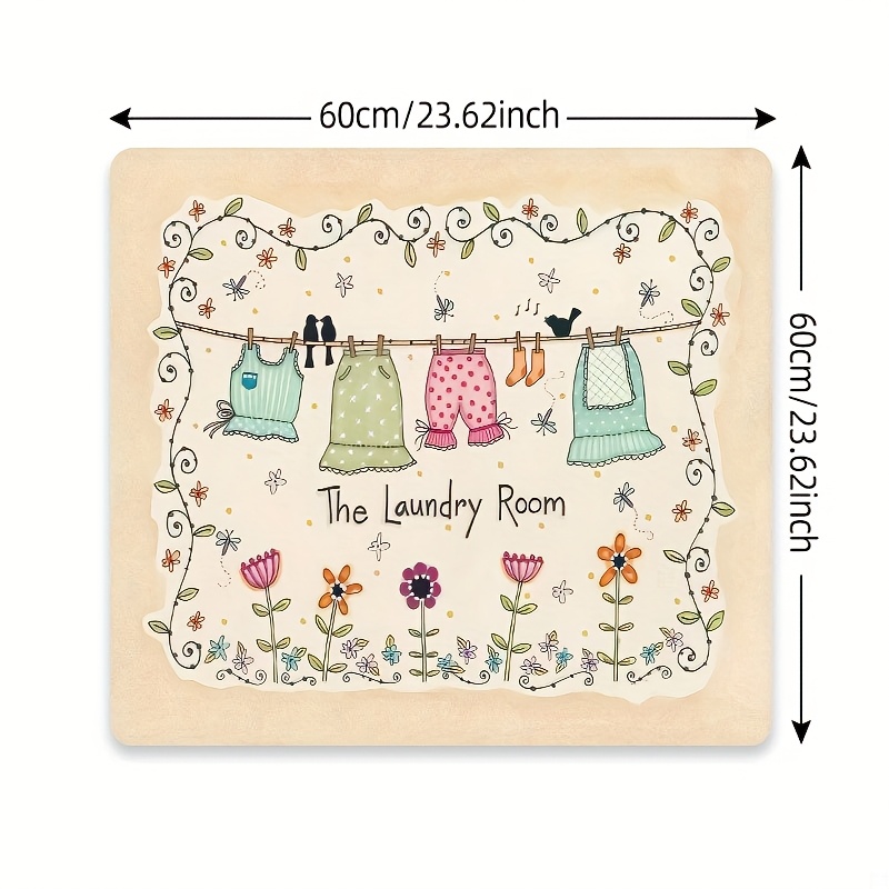 TEMU 1 pièce Housse de fantaisiste florale pour machine à laver - Tapis de buanderie antidérapant en caoutchouc avec absorption d'eau, motif floral