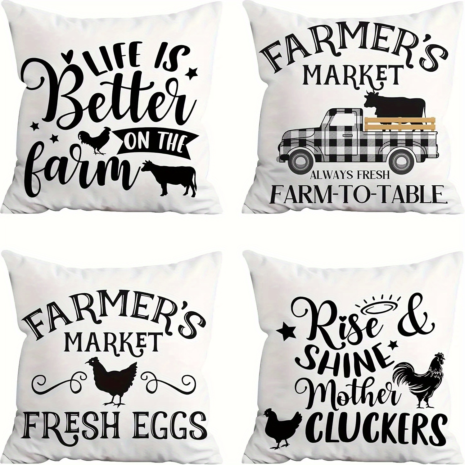 four black and   style pillowcase set soft pillowcases double sided print size 18inchx18inch inch suitable for home decoration living room sofa car and bedroom outdoor courtyard alan artificial gemstone Product details 0