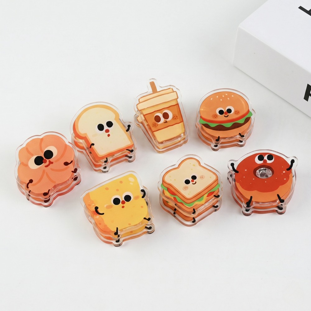 TEMU 7pcs Cute Bread & Pastry Acrylic Clips Suitable For Snack Bag Sealing, Multipurpose Binder Clips For Food Packaging, Receipts, Notes, Photos,