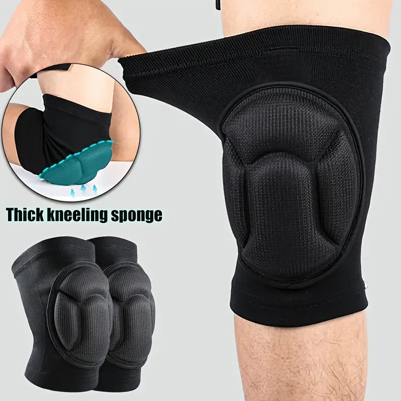 2pcs thickened knee pads with sponge filling comfortable knee brace for women and men high   knee sleeves for kneeling sports and yoga volleyball dancing black 45 80kg