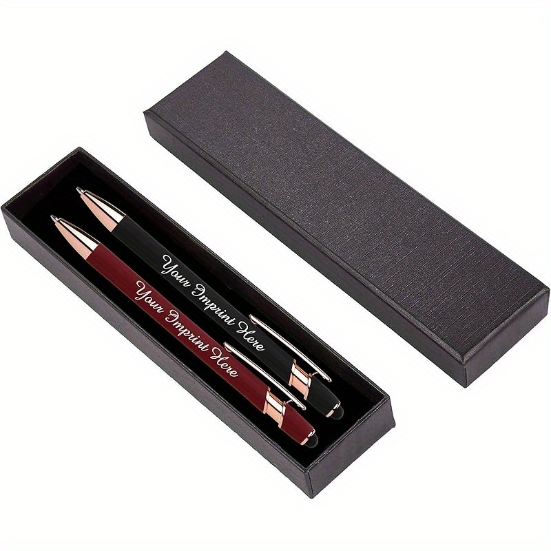 TEMU Personalized Custom Pen Gift Box Set - 2-pen Pen With Gift Box - Luxury Ballpoint Pen With Name Engraving, Unisex, Suitable For Parties,