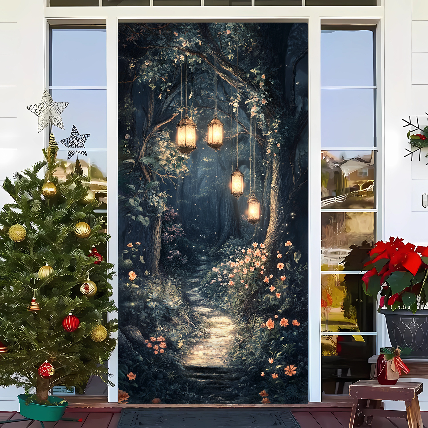 

2d Door Banner 1pc Door Banner, Polyester Hanging Decoration, No Electricity Needed, 35.4" X " With Indoor/outdoor Use For Christmas & New Year Party Decor