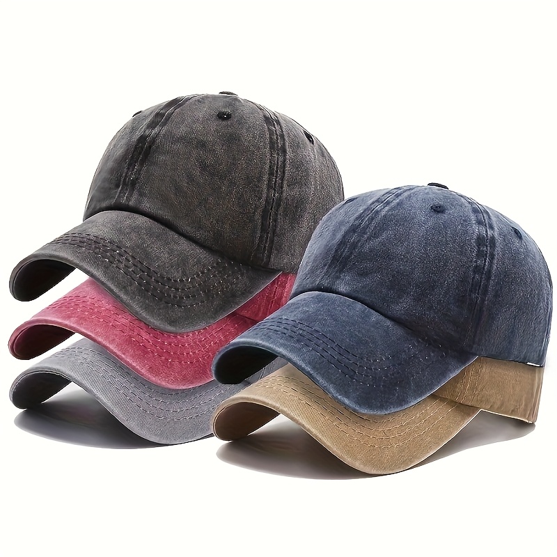 TEMU 5pcs Solid Color Retro Baseball - Lightweight Polyester, Quick , Solid Color, Soft Texture, Casual Sports , Patriotic Accessory, Adjustable