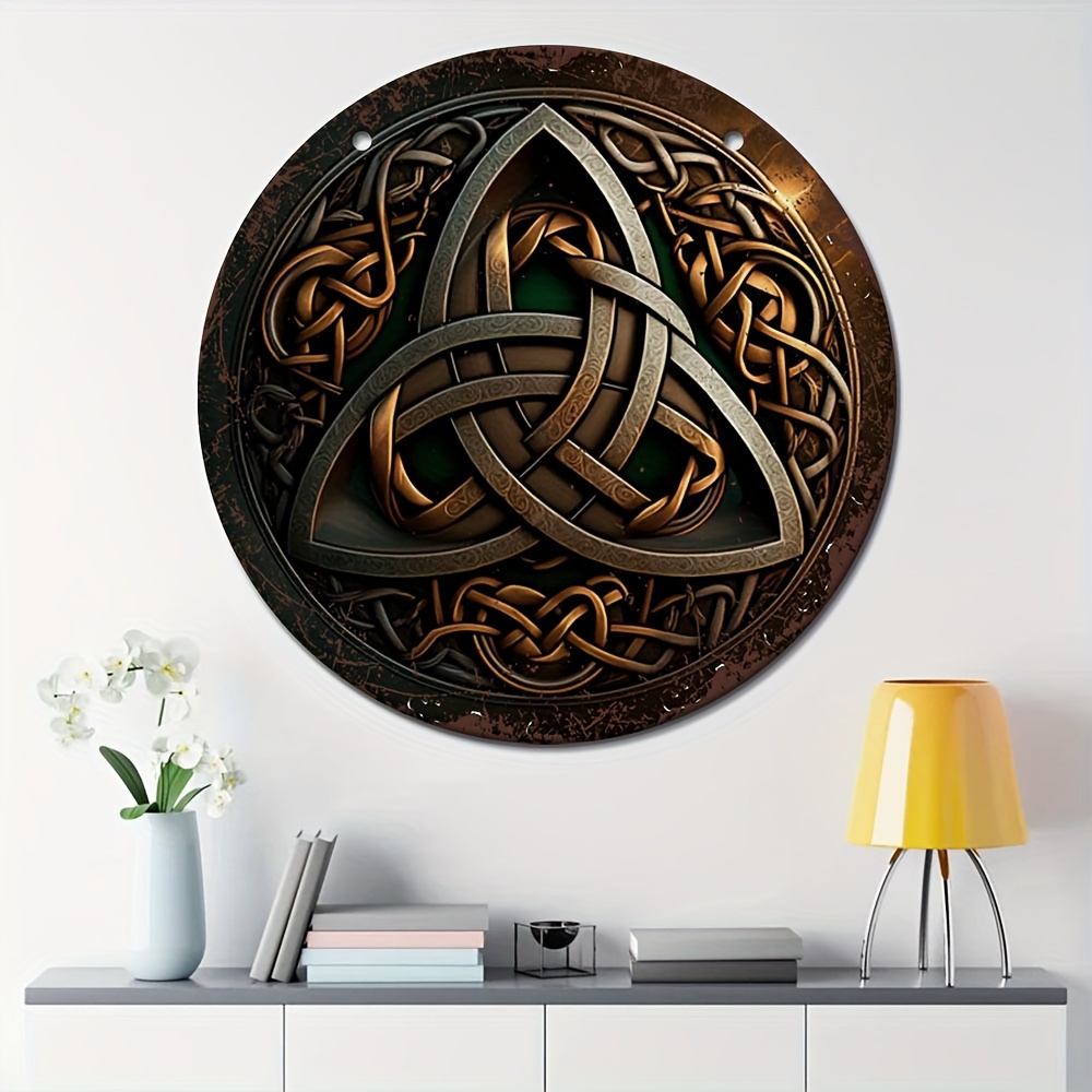 

1pc Wooden Wall Decor, Round Home Plaque, Hanging Art For Garage, Irish Theme Decoration, Manufactured Wood, Indoor Use, No Electricity Needed, Gothic Wall Decor