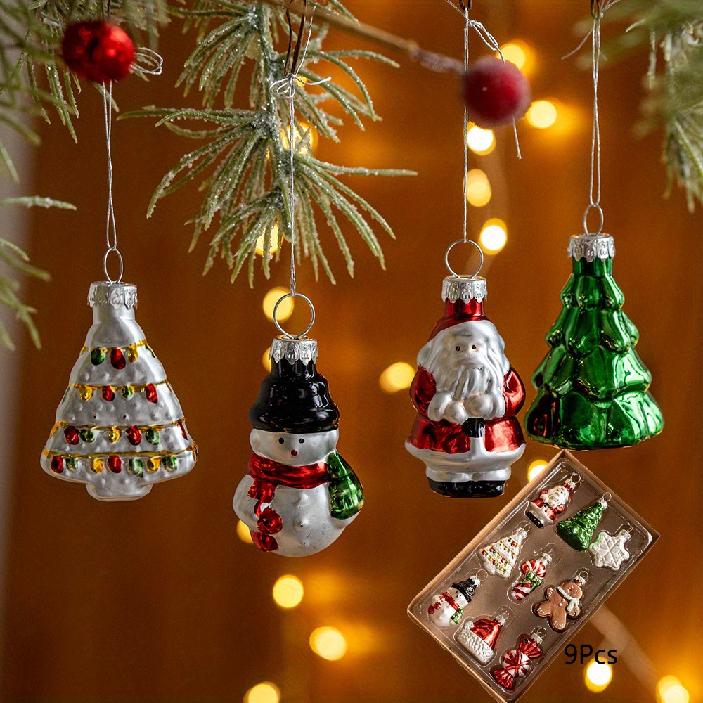 

9pcs Blown Christmas Ornaments Set - , , Snowman, And - Hanging Decorations For , Hanukkah, , Easter - No Needed, Battery-free