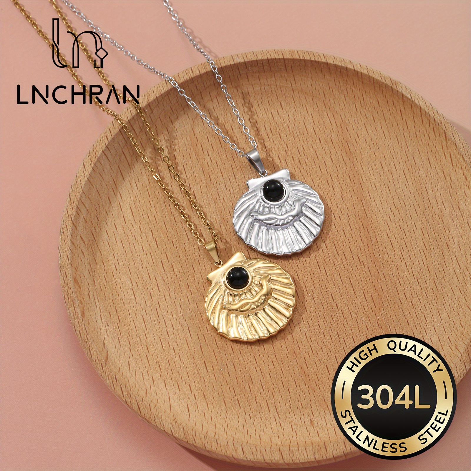 Women's Fashion Scallop Obsidian Necklace, Elegant Design