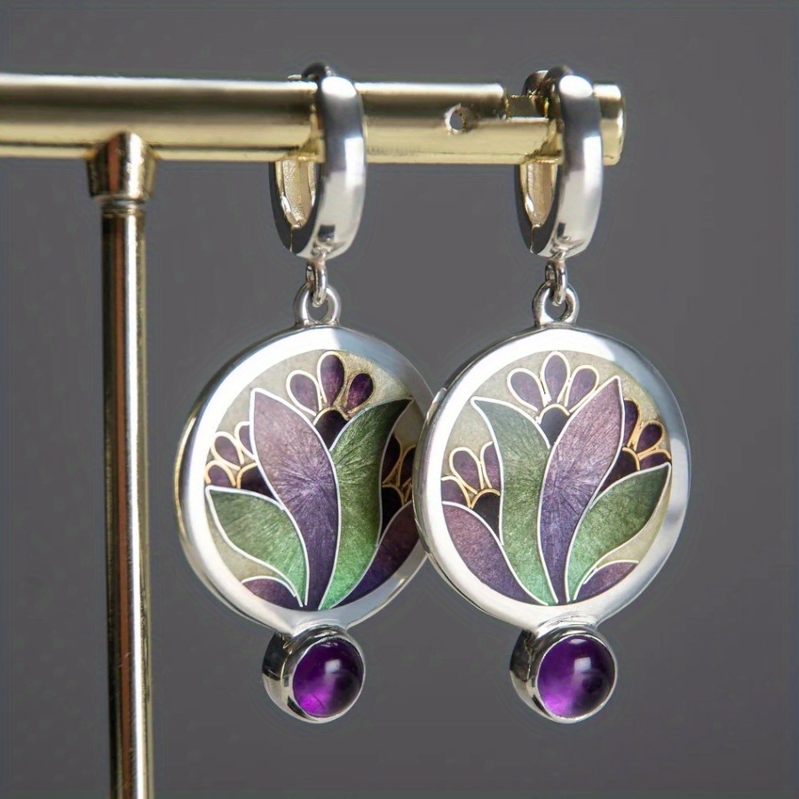 TEMU 2pcs Fashion Delicate Earrings Retro Elegant Round Flower Pattern Earrings Men's And Women's Earrings Daily Gifts Easter Gifts Day Gifts Birthday Party Gifts Christmas Gifts