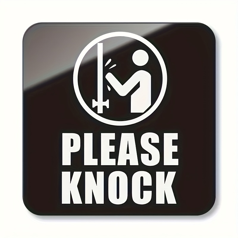 TEMU 2d Flat, 1pc "please Knock" Acrylic Sign - Self-adhesive Door Knock Indicator With Arrows, Modern Wall Decor, Suitable For Home, Office, Or Door