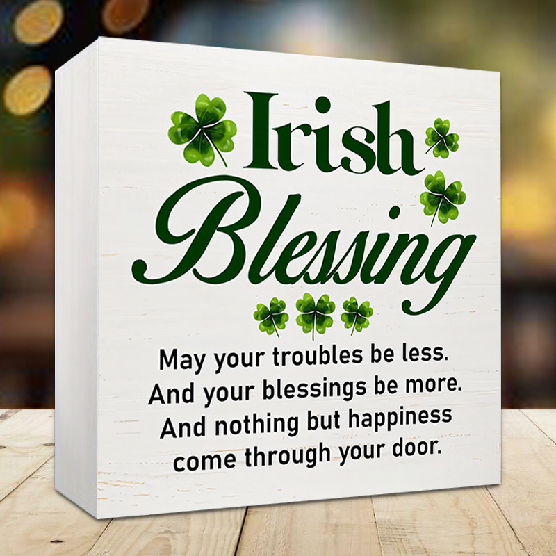 

's Day Sign - 3.94" Square Foam Pvc Plaque, Irish-themed Decor For Desk Or Shelf