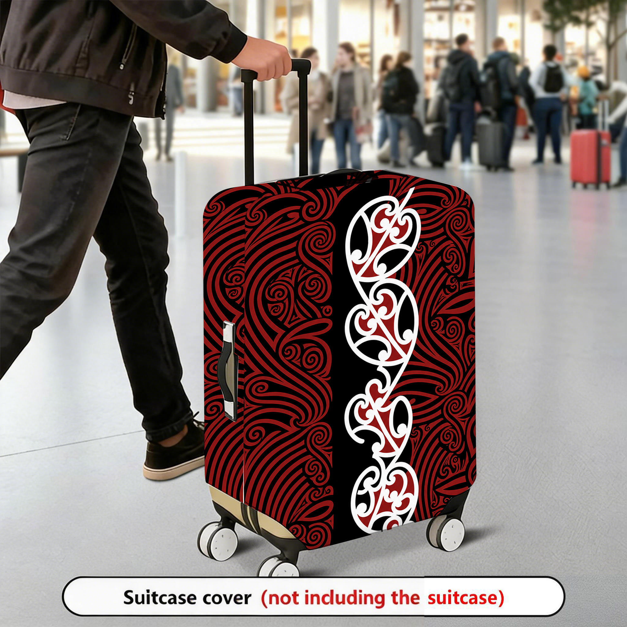 TEMU Luggage Protective Cover With Maori Totem Pattern, Elastic, Wear-resistant, And Thickened, Ethnic Style , Dustproof Storage Cover For Travel And